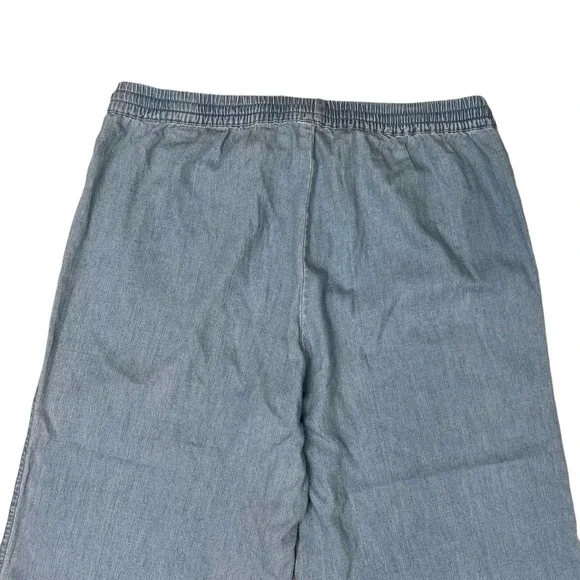 J. Crew Mercantile Chambray Pants Size M Drawstring Pockets Wide Leg Cropped - Picture 8 of 8